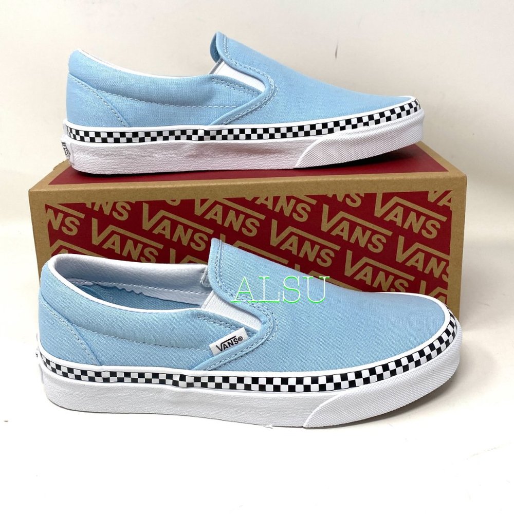 VANS Classic Slip-On Check Foxing Blue Women’s - Picture 9 of 10